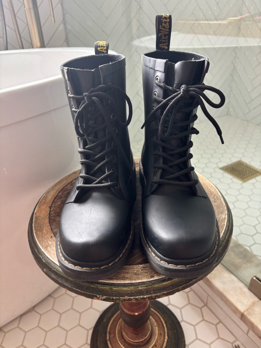 Dr Martins: Black Lace-Up Combat Boots